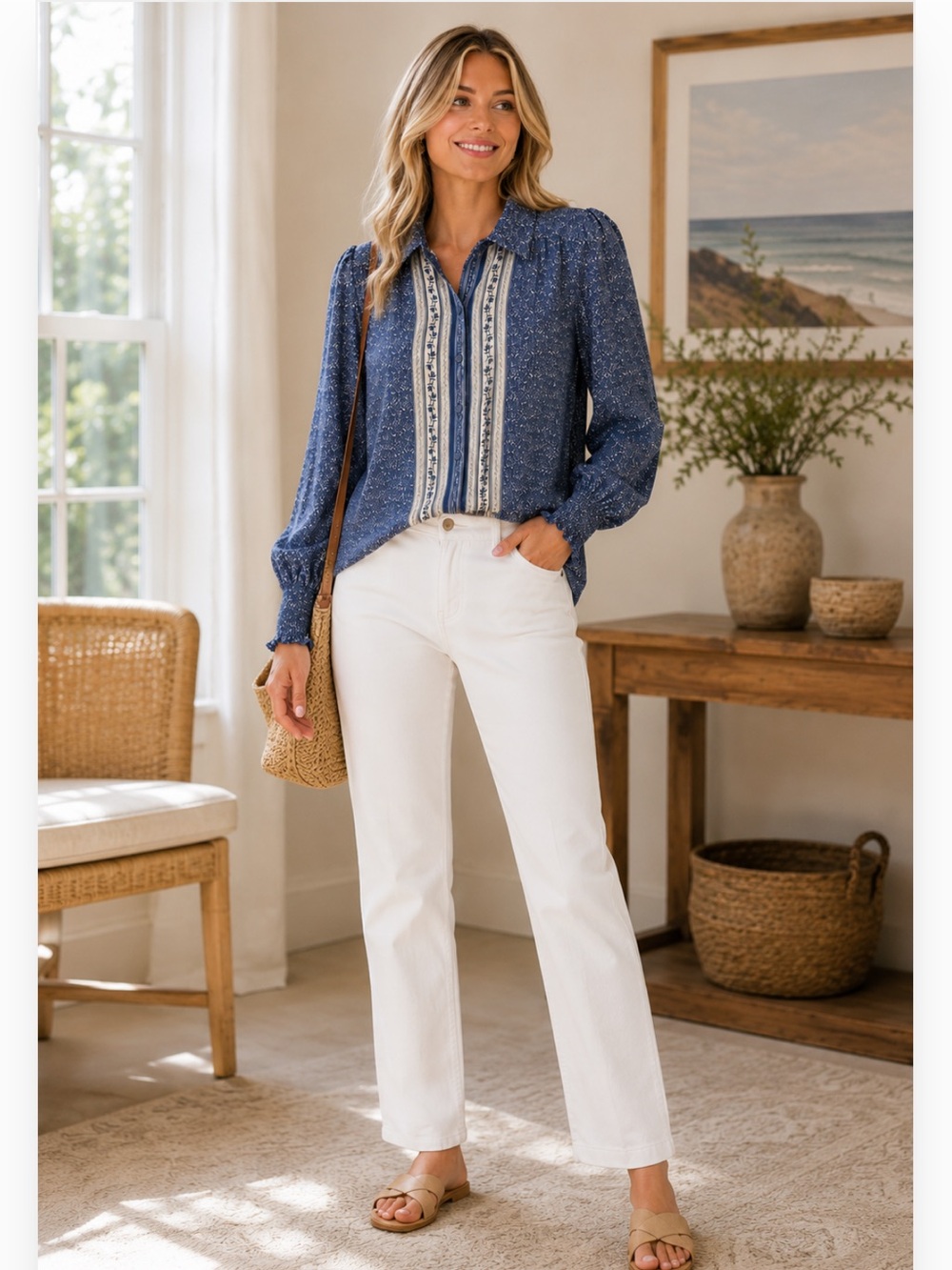 NWT DR2 by Daniel Rainn Micro Floral Blouse with Lace Trim Cottagecore‎ Twee